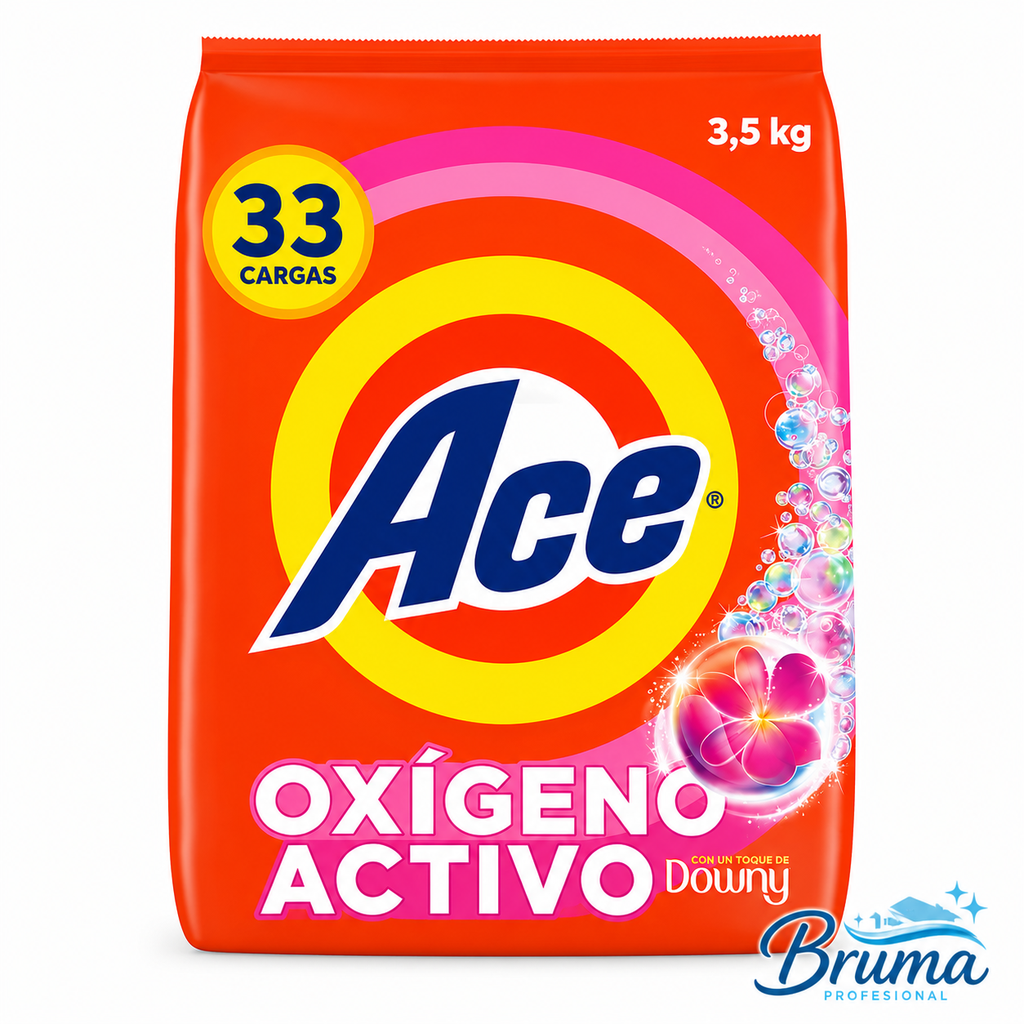 Ace con Toque de Downy, Limpieza Rápida, con Oxígeno Activo, y Fácil Disolución, 33 Cargas (3.5 kg)